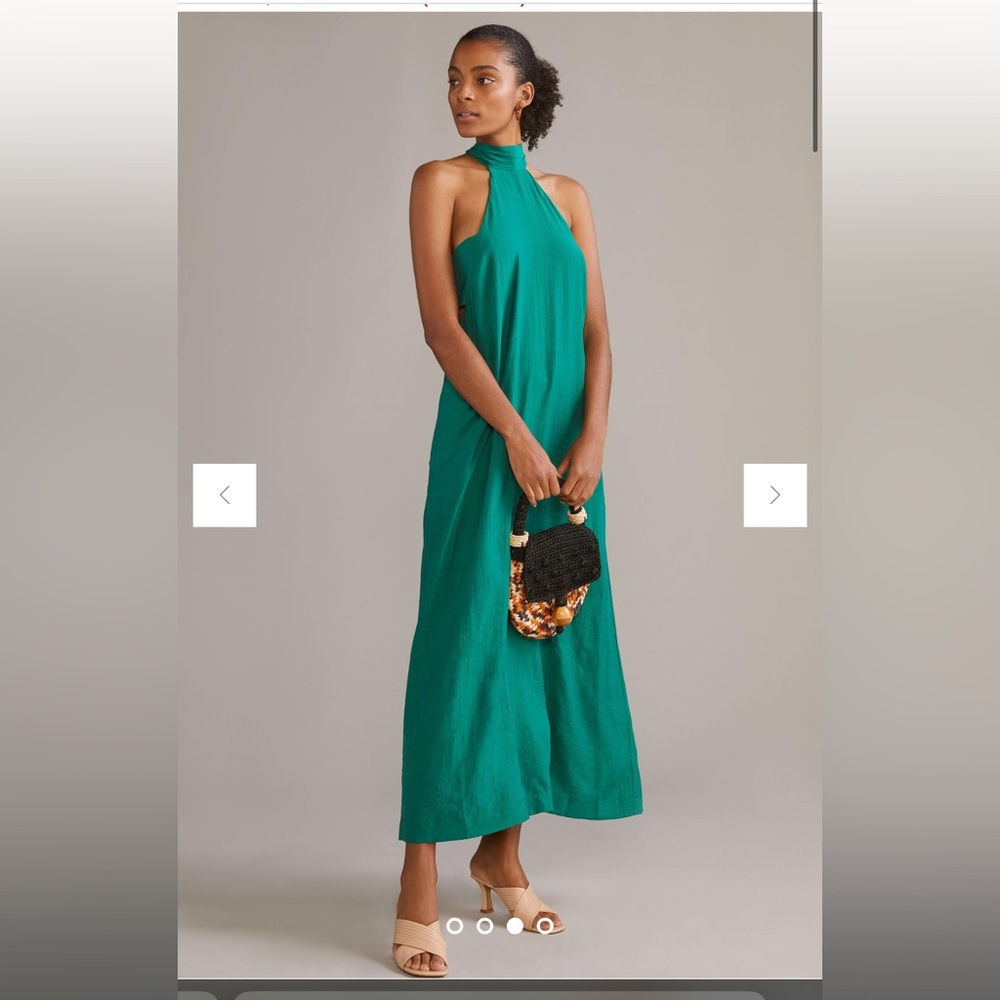 Anthropologie Green Halter Dress